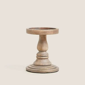 Portavelas de Madera Único con Detalles Artísticos para un Atractivo Decorativo Interior Distintivo - Product Image 1