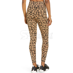 High Waist Full Length Leopard Print Knitted <b>Leggings</b> Women's Stretch Sporty Yoga Pants All Seasons Wear - Product Image 3