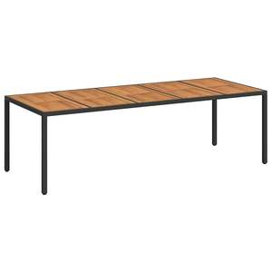 <b>Black</b> Poly Rattan Garden Table 98.43 X 39.37 X 29.53 In With 8 Chairs Teak Top Steel <b>Frame</b> Outdoor Furniture Set - Product Image 2