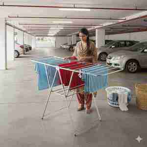Portable Winged Double Layer Stainless Steel Laundry Dryer <b>Stand</b> Folding Butterfly Storage Organizer For Clothes - Product Image 2