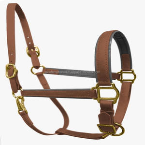 Personnalisé Double Couronne Boucle Menton Réglable et Snap Throat Cuir Véritable Rembourré Cheval Halter en Plein Cob Tailles - Product Image 6