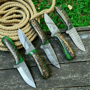 Cuchillo de caza y camping LOT Bull Cutter hecho a mano, hoja fija de acero raspado con punta caída, empuñaduras de resina acrílica, OEM personalizable, modelo AR - Product Image 5