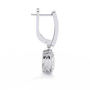 Boucles d'oreilles pendantes en diamant taille ovale avec fermoir à levier, plaqué or blanc, bijoux de luxe pour mariage, fête ou cadeau - Product Image 4