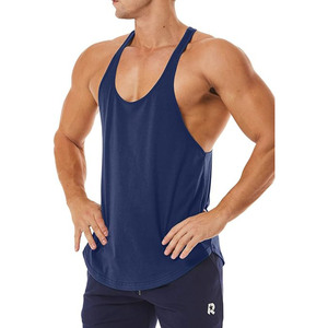 Camiseta sin mangas informal de mezcla de algodón con logotipo personalizado para hombre, para culturismo, gimnasio, entrenamiento, transpirable, diseño personalizado - Product Image 1