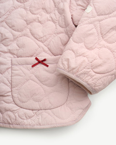 Chaqueta Acolchada de Punto 100% Nailon para Bebé Niña, Color Rosa, con Estampado de Corazones, Manga Larga, Bolsillos, Abrigo de Invierno 21F26JACG001J - Product Image 5