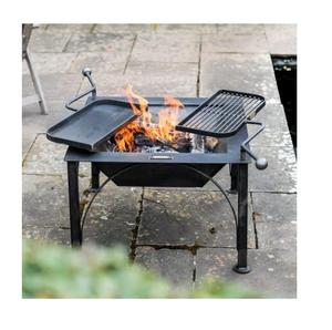 เตาผิงไม้สีดำทรงกลมสำหรับกลางแจ้ง พร้อมอุปกรณ์จุดไฟ สำหรับลานบ้าน สวนหลังบ้าน งานปาร์ตี้กองไฟ - Product Image 3