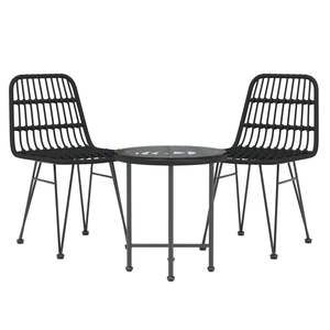 Conjunto de Comedor de Jardín de Acero Negro con Muebles de Patio con Aspecto de Polietileno y Ratán - Product Image 3