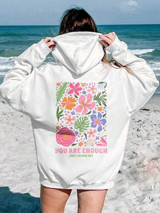 เสื้อฮู้ดดี้สีชมพู ผ้าฝ้าย 100% ระบายอากาศได้ดี ทรงโอเวอร์ไซส์ ดีไซน์ตัวอักษรด้านหลัง ไซส์พลัส สำหรับผู้หญิง สไตล์ลำลอง สตรีทแวร์ เหมาะสำหรับฤดูหนาว - Product Image 2