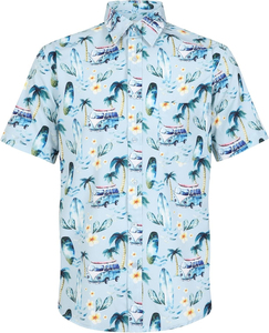 Chemise pour homme à manches courtes, imprimé tropical hawaïen, décontractée, boutonnée, pour la plage, été, motif floral coloré, en coton - Product Image 1