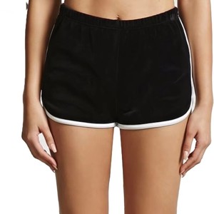 Shorts en jersey taille haute pour femme avec bordure blanche, taille élastique, coupe sportive régulière, tissu tricoté respirant, fournisseur OEM - Product Image 2