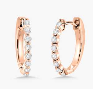 Diamond <b>Hoop</b> <b>Earrings</b> 14K 18K <b>Solid</b> Gold Minimalist Round Cut Lab Grown 12.5mm Snap Lock Luxury Huggies Fine Jewelry Manufacture - Product Image 3