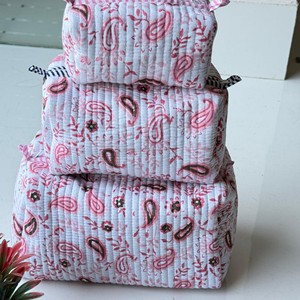 Set de Organizador de Cosméticos Acolchado de Algodón con Patrón Paisley, Bolsa de Aseo Multifuncional de Gran Capacidad, Estilo Bohemio - Product Image 5