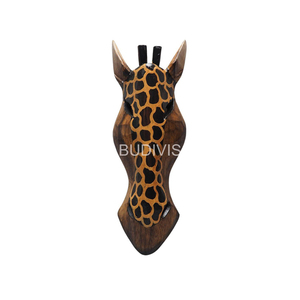 Masque mural en bois sculpté motif zèbre, fait main, tête d'animal ethnique, pour la décoration intérieure de maisons et villas (vente en gros) - Product Image 4