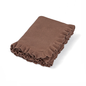 Couverture bébé tricotée en coton 100% écologique pour l'automne, couleur unie, style mignon à volants, fabrication OEM/ODM au Vietnam, emballage personnalisé disponible - Product Image 1