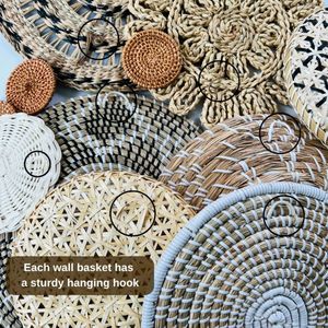 Ensemble de 13 paniers muraux bohèmes tendance, tressés à la main en jonc de mer, pour une décoration élégante de la maison et une idée cadeau d'anniversaire - Product Image 5