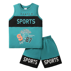 Ensemble débardeur et short de basketball pour garçons, tenue de sport sans manches pour l'été, maillots en coton respirant imprimés sur mesure pour enfants - Product Image 1