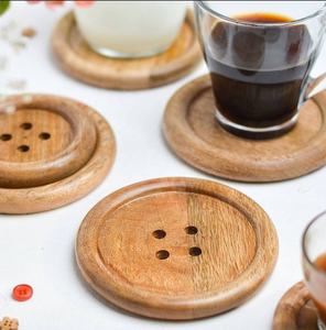 Luxurious Button Shape Wooden <b>Coaster</b> by United Trade World <b>Slate</b> Drink Mat with Custom Logo for Kitchen Table Use - Product Image 4