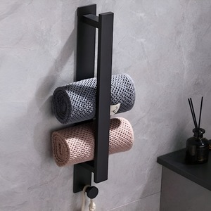 Porte-serviettes mural noir de haute qualité, moderne, en nickel brossé, pour salle de bain, toilettes, cuisine - Product Image 2