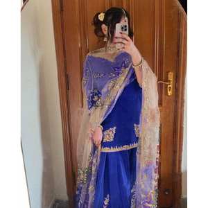 Conjunto de Traje Amarillo para Mujer de Diseñador LG con Gharara y Dupatta, Talla M, para Fiestas - Product Image 6