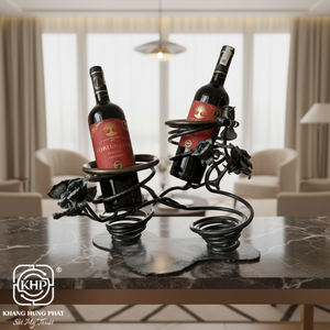 Vietnam Manufacturer Double Bottle Spiral Wine Holder Wrought Iron Wine <b>Rack</b> Decor Handcrafted Design Custom Logo - Product Image 4