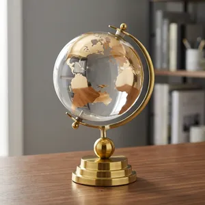 Globe terrestre décoratif, objet de décoration, support en métal doré, style vintage, globe pour la décoration de la maison, du bureau, de la table, du salon, de la salle d'étude, cadeau - Product Image 3