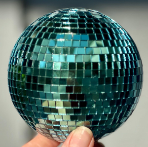 Teal Blue Mirror <b>Disco</b> <b>Ball</b> Ornament Custom Tiled Holiday Christmas Party Decoration Retro Glam Table Centerpiece Reflective - Product Image 3