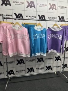Conjunto de Sudadera Oversize de Cuello Redondo 460Gsm para Mujer y Niños, con Letras Bordadas, 100% Algodón Felpa, Sudadera de Cuello Simulado - Product Image 5