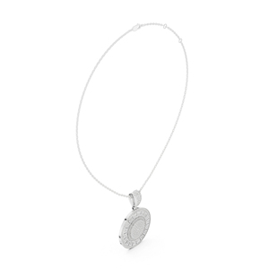 Collier pendentif médaillon en or rose 14 carats avec diamants, chaîne à maillons roses, bijoux de luxe pour femmes - Product Image 6