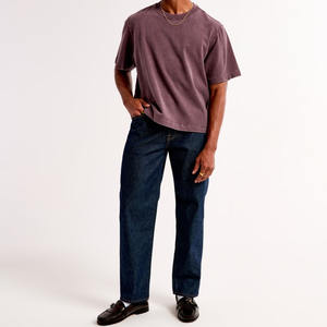 T-shirts pour hommes de luxe 100 % coton, coupe oversize, haute qualité, grammage lourd, col montant, design boxy personnalisé avec motif de lettres unique - Product Image 3