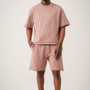 Men Acid Wash Summer <b>Set</b> Premium Vintage Style Two Piece Clothing Lightweight Breathable Fabric For Summer Travel Beach - Product Image 1
