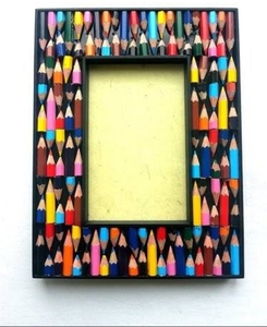 Handmade Inlay Wood <b>Black</b> White Chevron Pattern Rectangular Photo <b>Frame</b> Tabletop Display Horizontal Orientation - Product Image 2