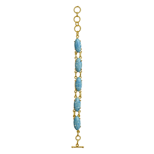 Turquoise Stone Gold Plated Bracelet Handmade Gemstone Jewellery Gold Plated Turquoise Chain Bracelet Women's Classic Bezel Set - Product Image 2