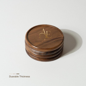 Handcrafted Wooden <b>Round</b> <b>Coaster</b> Set Of 4 Pieces Durable Thickness Drink <b>Coasters</b> Tableware Decorative Unique Handicraft Item - Product Image 1