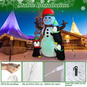 Decorazione Natalizia Gonfiabile da Esterno con Luci LED da 1,8 m, Pupazzo di Neve e Pinguino, con Compressore d'Aria Integrato - Product Image 5