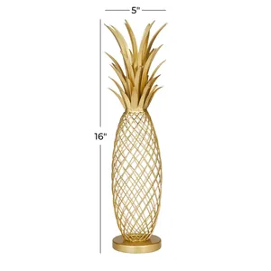 Sculpture d'ananas en aluminium plaqué or, figurine décorative pour la maison, artisanat métallique, thème fruit, design soudé, ZAHID EXPORTS Flower - Product Image 2
