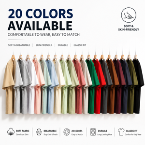 เสื้อยืด OEM ยูนิเซ็กซ์ ผ้าฝ้ายแท้ 220 กรัม แขนสั้น ระบายอากาศดี ตัดเย็บช่วงไหล่ ทรงหลวม สวมใส่สบาย เหมาะกับฤดูร้อน สีพื้น แฟชั่น - Product Image 1