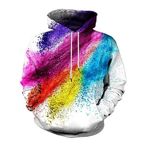 Sweat à capuche Color Splash pour homme, imprimé arc-en-ciel, sublimation, explosion de couleurs, sweat-shirt artistique tendance - Product Image 4