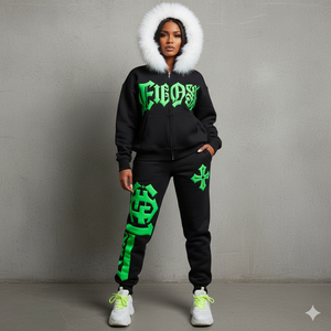 Sweat-shirt à capuche personnalisé avec impression 3D en relief pour femme, en molleton épais, zippé, coupe oversize, style streetwear, délavé à l'acide et orné de paillettes - Product Image 4