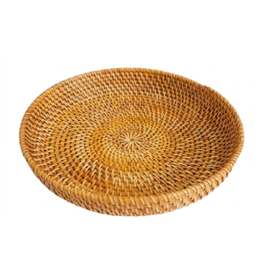 Plateau en rotin tissé à la main, plateau de service rustique en bois pour une utilisation en intérieur et en extérieur, idée cadeau durable, décoration intérieure - Product Image 1