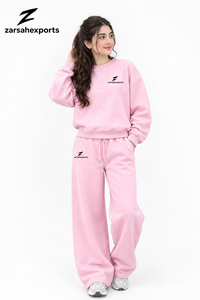 Conjunto de 2 Piezas para Mujer, Sudadera y Pantalones de Felpa Gris, 100% Algodón, Corte Holgado Informal, Cuello Redondo, Bolsillos, Color Sólido - Product Image 3