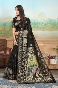 Sari en soie Banarasi de haute qualité, tenue de soirée, sari traditionnel indien avec tissage Zari pour femmes, prix d'exportation - Product Image 2