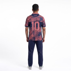 Maillot de football pour homme TOPLINE, manches courtes, motif 3D sublimé, polyester respirant, coupe régulière, col en V, taille élastique - Product Image 2