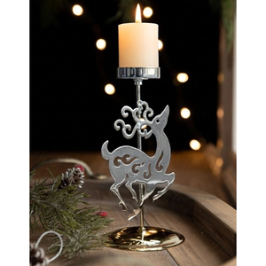 Wholesale Modern Aluminum Candle Holder Textured <b>Silver</b> Star <b>Candlestick</b> for Christmas Tabletop Decoration and Home Ornament - Product Image 4