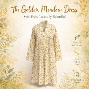 Vestido Largo Informal para Mujer, Estampado Floral Hecho a Mano, Cuello en V, Bolsillos Laterales, Estilo Kali, Vestido de Algodón con Vuelo - Product Image 3