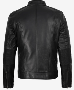 Chaqueta de Moto para Hombre, Negra, de Cuero PU, Transpirable, Ecológica, Estilo Clásico Cafe Racer, Corte Ajustado, para Invierno - Product Image 2