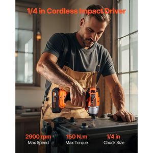 Kit Combo 2 Utensili Cordless 20V Max: Trapano 1/2 e Avvitatore a Impulsi 1/4, Set Compatto di Utensili Elettrici - Product Image 3