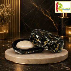 Porte-savon en plastique avec couvercle, porte-savon de salle de bain, accessoire de bain côtelé - Product Image 1