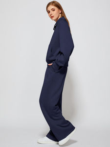 Good Quality Women Winter Hooded Solid Midweight Tracksuit <b>Set</b> with Custom Logo Breathable Cotton - Product Image 5