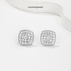 925 Silver Platinum Plated Geometric Moissanite Stud <strong>Earrings</strong> Halo Cluster Pear Cut <strong>Screwback</strong> for Wedding Party Gift - Product Image 4