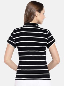Elegante camiseta polo ajustada para mujer, transpirable, mezcla de algodón y poliéster, mangas cortas, cuello clásico, ideal para un estilo casual diario. - Product Image 5